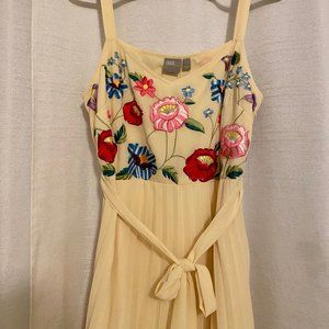 ASOS Midi Dress - Embroidered top pleated skirt